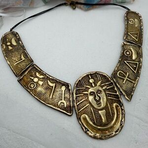 Vintage Egyptian Gold Statement Necklace